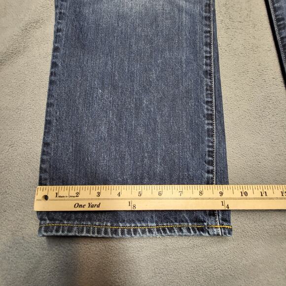 Gap 1969 Jeans Mens 35x30 Blue Relaxed Straight Leg Distressed Denim - Picture 6 of 10
